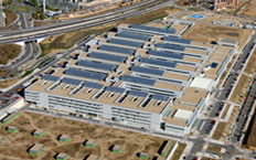 Aerial view of the whole of the Puera de Hierro hospital, made up of several interconnected buildings