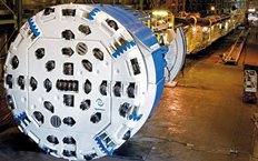 Front view of the tunnel boring machine that has allowed the construction of the tunnel