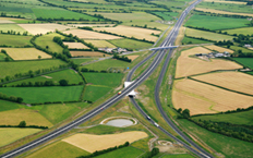 Vue aérienne de l'autoroute de Portlaoise (M7/M8), Irlande